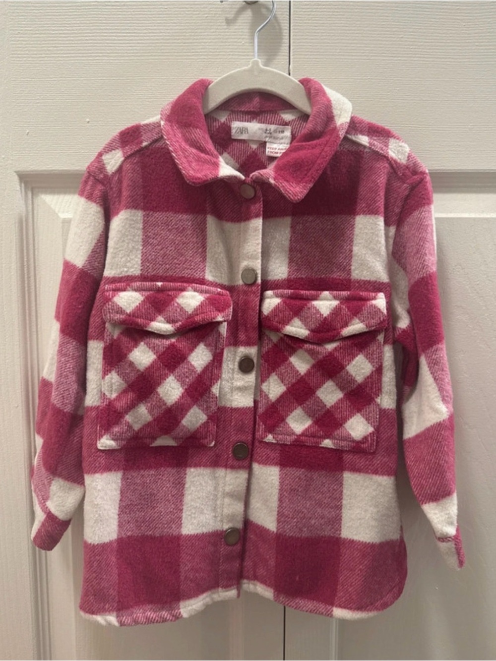 Zara toddler girl Pink and White Plaid long sleeve